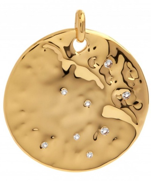MONICA VINADER GOLD-PLATED WHITE TOPAZ SIREN SCATTER PENDANT. Round disc pendants | contemporary jewellery | luxe style accessories - flipped