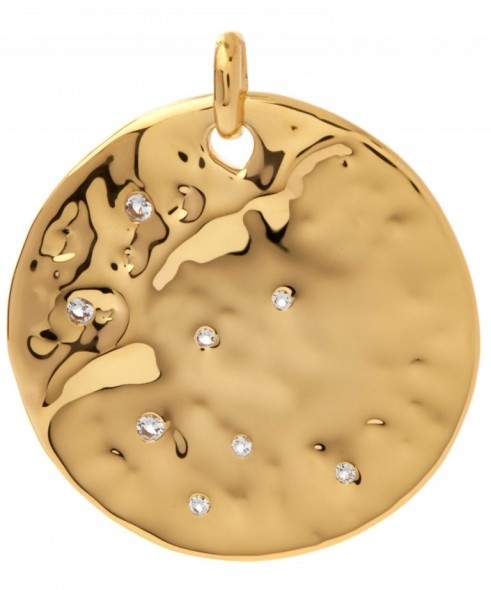 MONICA VINADER GOLD-PLATED WHITE TOPAZ SIREN SCATTER PENDANT. Round disc pendants | contemporary jewellery | luxe style accessories