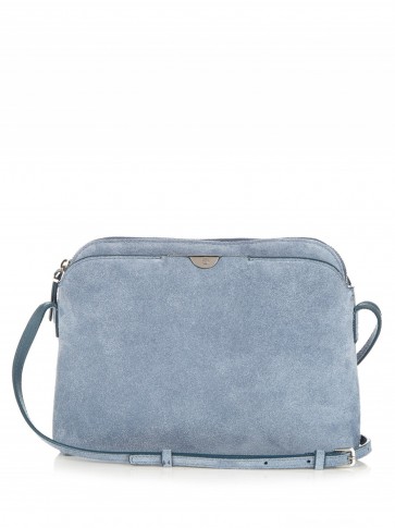 THE ROW Multi-pouch suede cross-body bag cornflower-blue. Luxury designer bags | crossbody | luxe accessories | Olsen twins clothing brand | handbags