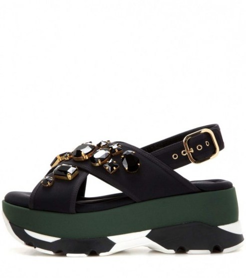 MARNI Crystal-embellished platform sandals ~ luxe designer platforms ~ crystal embellished shoes - flipped