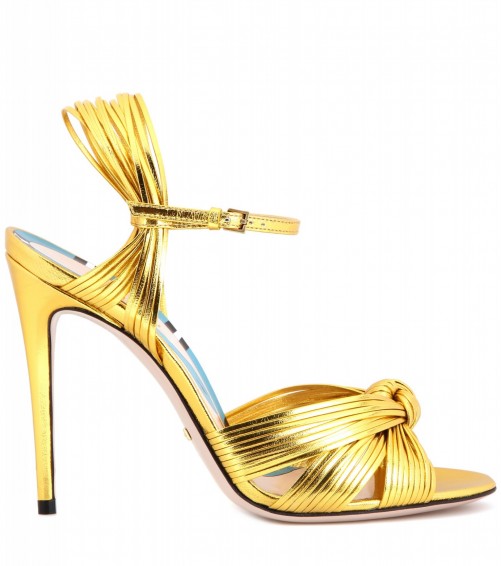 GUCCI Gold Metallic leather sandals ~ luxe high heels ~ luxury designer shoes ~ ankle straps ~ desirable accessories