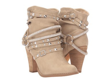 not rated swazy cream stud and rhinestone ankle boots ~ bling footwear ~ rhinestones ~ studs - flipped