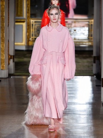 SIMONE ROCHA Oversized sparkle wool-blend coat ~ pink statement coats ~ puff sleeves ~ belted ~ designer outerwear ~ luxe fashion - flipped