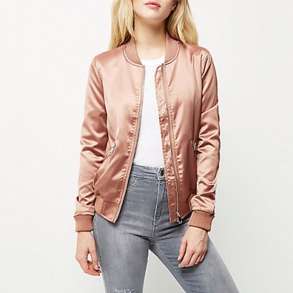 River Island Pink satin bomber jacket. Casual jackets | weekend fashion | on-trend outerwear
