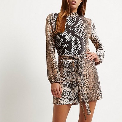 River Island Pink snake print playsuit – glamorous playsuits – animal printed rompers – glamour – chic style fashion - flipped