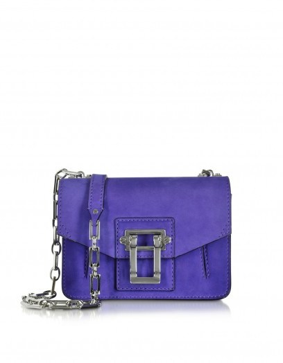 PROENZA SCHOULER Hava Amethyst Suede Crossbody – luxe handbags – small shoulder bags – chic chain and leather strap - flipped