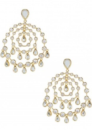 ISHARYA Pyramid Mirror Allure gold-plated earrings. Multi hoop drop earrings | designer fashion jewellery | cubic zirconia | large hoops | statement jewelry - flipped
