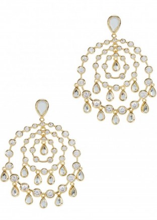 ISHARYA Pyramid Mirror Allure gold-plated earrings. Multi hoop drop earrings | designer fashion jewellery | cubic zirconia | large hoops | statement jewelry