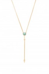 REBECCA MINKOFF BOHO BEAD LARIAT NECKLACE ~ 12k gold plated jewellery ~ long delicate necklaces ~ turquoise stone jewelry ~ blue stones