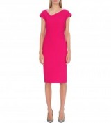 ROLAND MOURET Darlington stretch-crepe dress Magenta ~ bright pink dresses ~ designer fashion ~ asymmetric neckline ~ elegant style