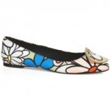 Round Belle Ballerinas in Canvas. Floral printed flat shoes | designer footwear | flower prints | ballet flats