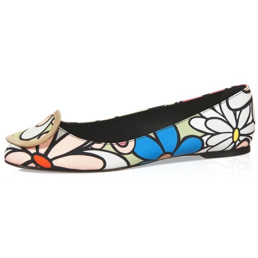Round Belle Ballerinas in Canvas. Floral printed flat shoes | designer footwear | flower prints | ballet flats - flipped
