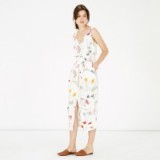 warehouse scatter floral sleeveless midi dress ~ flower printed dresses ~ gathered waist ~ summer day fashion ~ feminine style