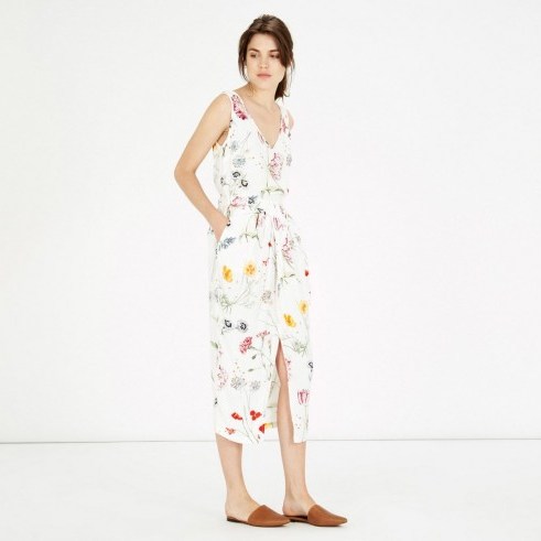 warehouse scatter floral sleeveless midi dress ~ flower printed dresses ~ gathered waist ~ summer day fashion ~ feminine style - flipped