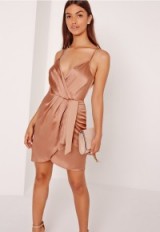 Missguided silky strappy wrap cami dress nude ~ affordable luxe ~ party dresses ~ evening glamour