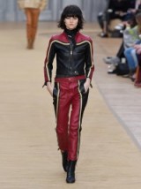 CHLOÉ Slim-leg cropped leather trousers ~ designer moto pants ~ red black & yellow ~ cropped leg ~ casual chic