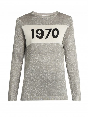 BELLA FREUD 1970 Sparkle sweater ~ silver metallic lame sweaters ~ casual luxe jumpers ~ luxury knitwear ~ knitted fashion ~ designer autumn clothing