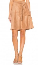 STATE OF BEING ELIZA SKIRT camel ~ faux suede a-line skirts ~ above the knee ~ front tie belt ~ stylish fashion ~ luxe ~ neutrals ~ neutral tones