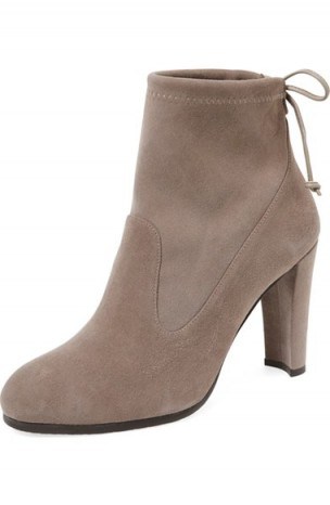 Stuart Weitzman Perfection Bootie in Topo Suede – high heel ankle boots – designer footwear – womens accessories – autumn | winter style - flipped