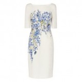 L.K. Bennett Tamara Floral Print Dress ~ white flower printed dresses ~ fitted fashion ~ smart style ~ elegant
