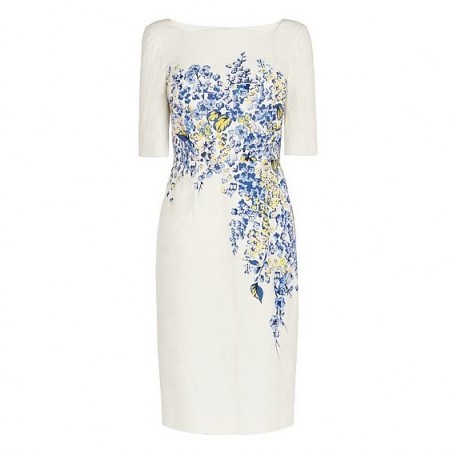 L.K. Bennett Tamara Floral Print Dress ~ white flower printed dresses ~ fitted fashion ~ smart style ~ elegant - flipped