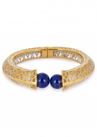 ISHARYA Temple Muse gold-plated lapis bracelet. Blue stone jewellery | chic bracelets - flipped