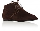 THE ROW Ada Desert Boots in dark brown suede. Casual footwear | weekend style | tapered toe | lace up flats | autumn fashion | flat shoes | luxe ankle boots