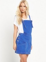 V by Very Denim Pinafore Mini Dress. Blue pinafores | casual dresses | dungaree style | weekend fashion