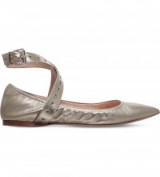 VALENTINO Lovelatch metallic-leather ballet flats. Ankle strap flat shoes | chic balletrina | cross front strap | luxe accessories