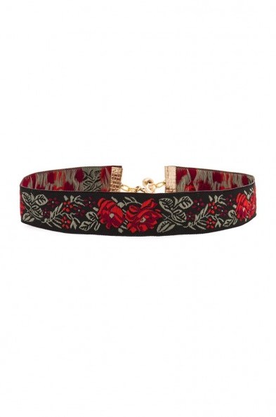 VANESSA MOONEY RIBBON CHOKER rose. Floral embroidered chokers | fashion jewellery | boho style accessories - flipped
