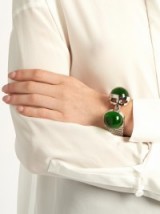 BALENCIAGA Watch-strap cuff ~ designer statement jewellery ~ large green stone bracelets ~ chic cuffs