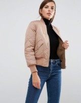 Whistles Carter Reversible Bomber in nude – pale pink jackets – casual fashion – autumn & winter coats
