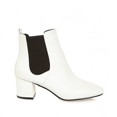 River Island White block heel Chelsea boots – ankle boots – chunky mid heel – on trend footwear - flipped