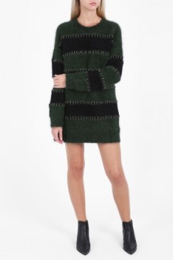ALEXANDER WANG Mohair Green & Black Stripe Rugby Sweater Dress. Knitted fashion | designer knitwear | autumn/winter fashion | long sleeve crew neck jumper dresses