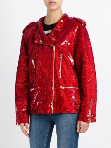 ASHISH sequin biker jacket ~ red sequins ~ shimmering jackets ~ designer fashion - flipped
