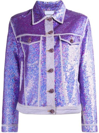 ASHISH sequin denim jacket ~ purple sequins ~ sequined jackets ~ shimmering fashion - flipped