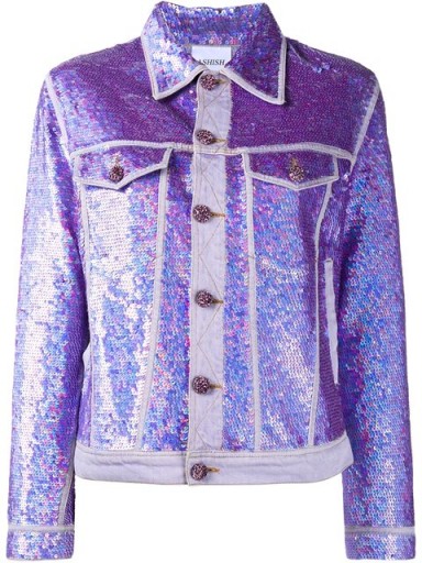 ASHISH sequin denim jacket ~ purple sequins ~ sequined jackets ~ shimmering fashion