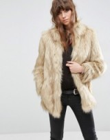 ASOS Jacket in Vintage Faux Fur in beige. Fluffy jackets | warm winter coats | glam outerwear