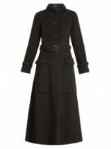 JOSEPH Aster A-line brushed-fleece coat in black. Long Winter coats | womens stylish outerwear | belted | designer fashion | chic style