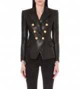BALMAIN Leather suit jacket noir – smart black leather jackets – designer blazers – autumn outerwear – womens luxury fashion