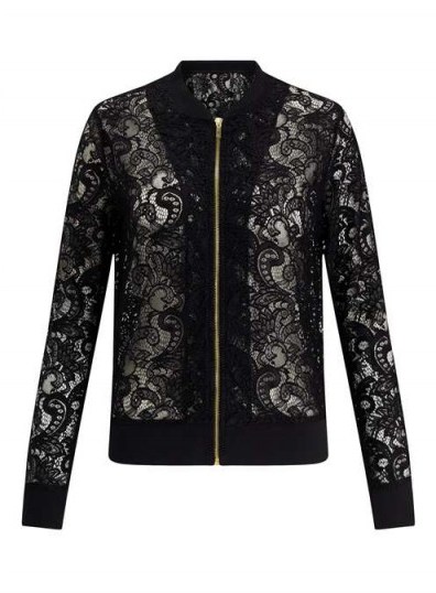 Miss Selfridge black lace bomber jacket – semi sheer jackets – autumn fashion – feminine style – casual chic - flipped