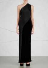 STELLA MCCARTNEY Black one-shoulder velvet and satin gown ~ long designer dresses ~ luxe occasion gowns ~ event fashion