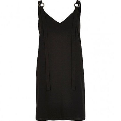 River Island black ring strap slip dress. On trend dresses | LBD | going out fashion | trending now | autumn evening wear - flipped