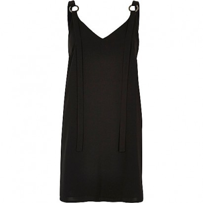 River Island black ring strap slip dress. On trend dresses | LBD | going out fashion | trending now | autumn evening wear