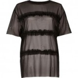 River Island Black sheer frill T-shirt ~ see-through tees ~ frilled t-shirts ~ ruffled tops ~ trending fashion ~ on trend style