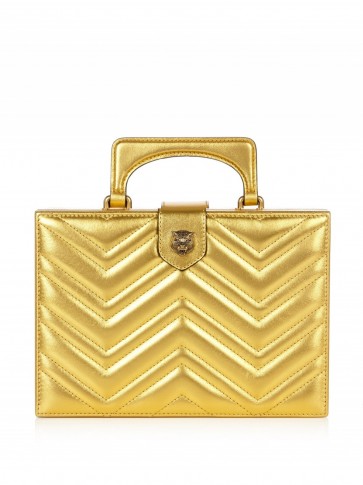 GUCCI Broadway gold metallic-leather handle top box clutch ~ metallics ~ luxe handbags ~ statement bags ~ luxury designer accessories