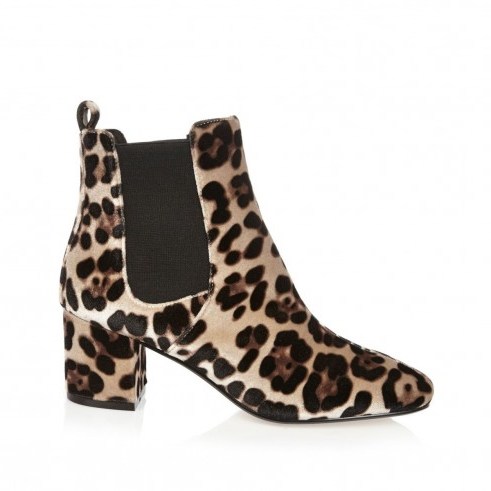 River Island brown leopard print velvet Chelsea boots – animal prints – block heel – autumn/winter footwear - flipped