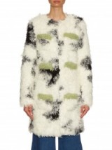 SHRIMPS Cheryl spotted faux-shearling coat in black/white. Fluffy winter coats | fur jackets | warm winter outerwear | stylish fashion