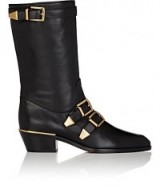 CHLOÉ Suzanna Black Smooth Leather Mid-Calf Boots with buckle straps – designer footwear – autumn accessories – casual winter fashion