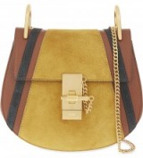 CHLOE Drew mini patchwork leather cross-body bag classic tobacco – luxe bags – small designer crossbody – warm autumn colours – winter tones – luxury accessories – gold chain strap shoulder bags